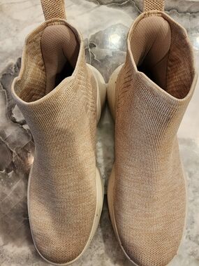 Women’s Knit Slip-On Ankle Booties in Beige